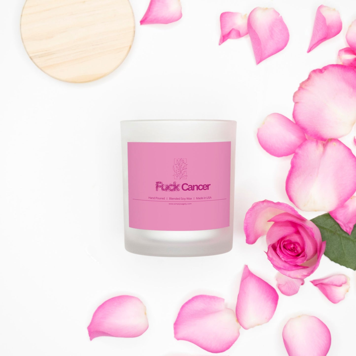 "F*ck Cancer" (Pink Wick) Frosted Candle (Hand Poured 11 oz)