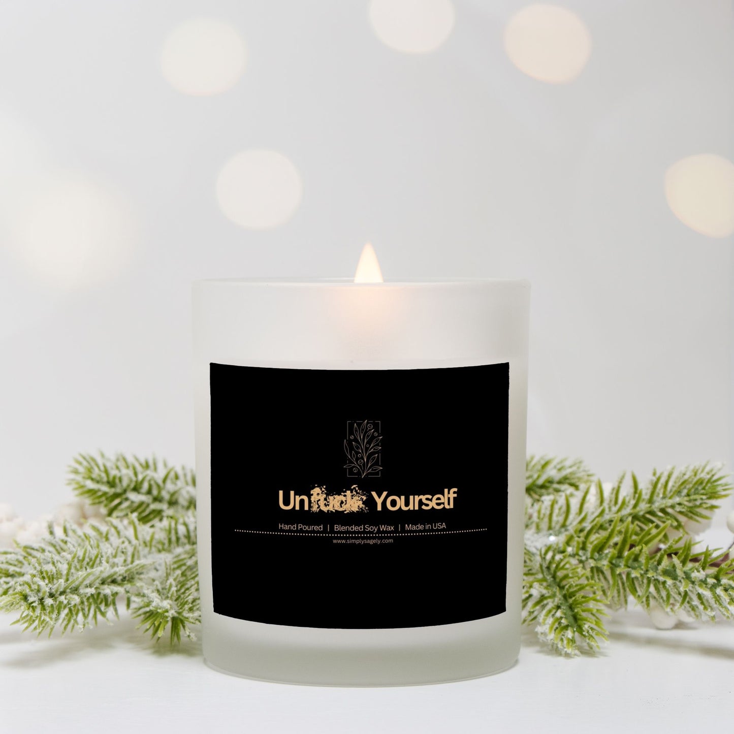 "Unf*ck Yourself" Frosted Candle (Hand Poured 11 oz)