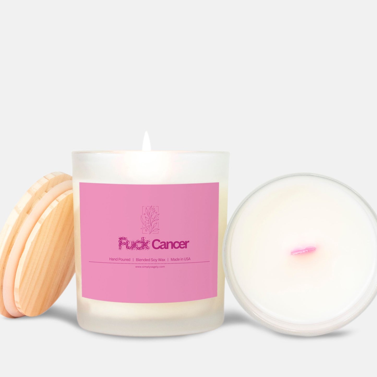 "F*ck Cancer" (Pink Wick) Frosted Candle (Hand Poured 11 oz)