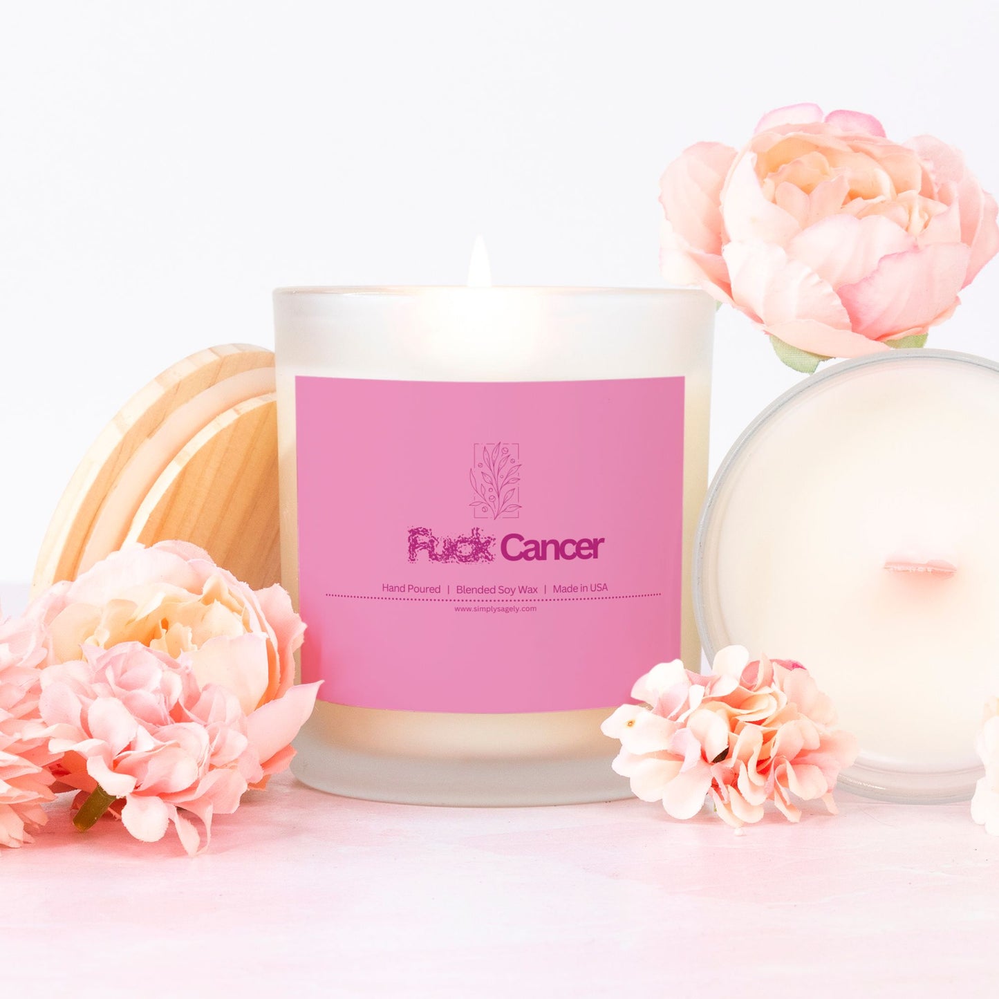 "F*ck Cancer" (Pink Wick) Frosted Candle (Hand Poured 11 oz)